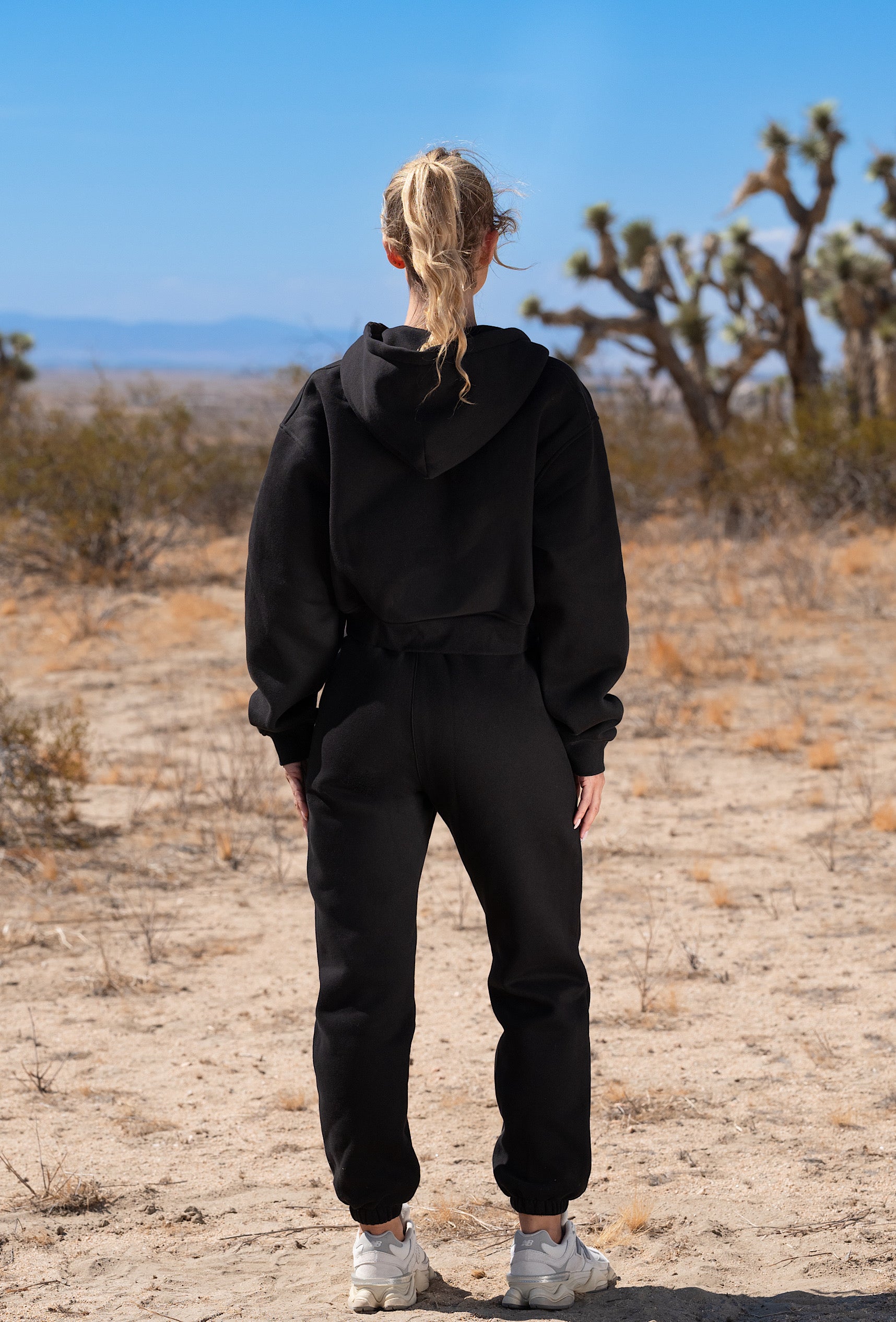 Staple Cropped Hoodie - Black