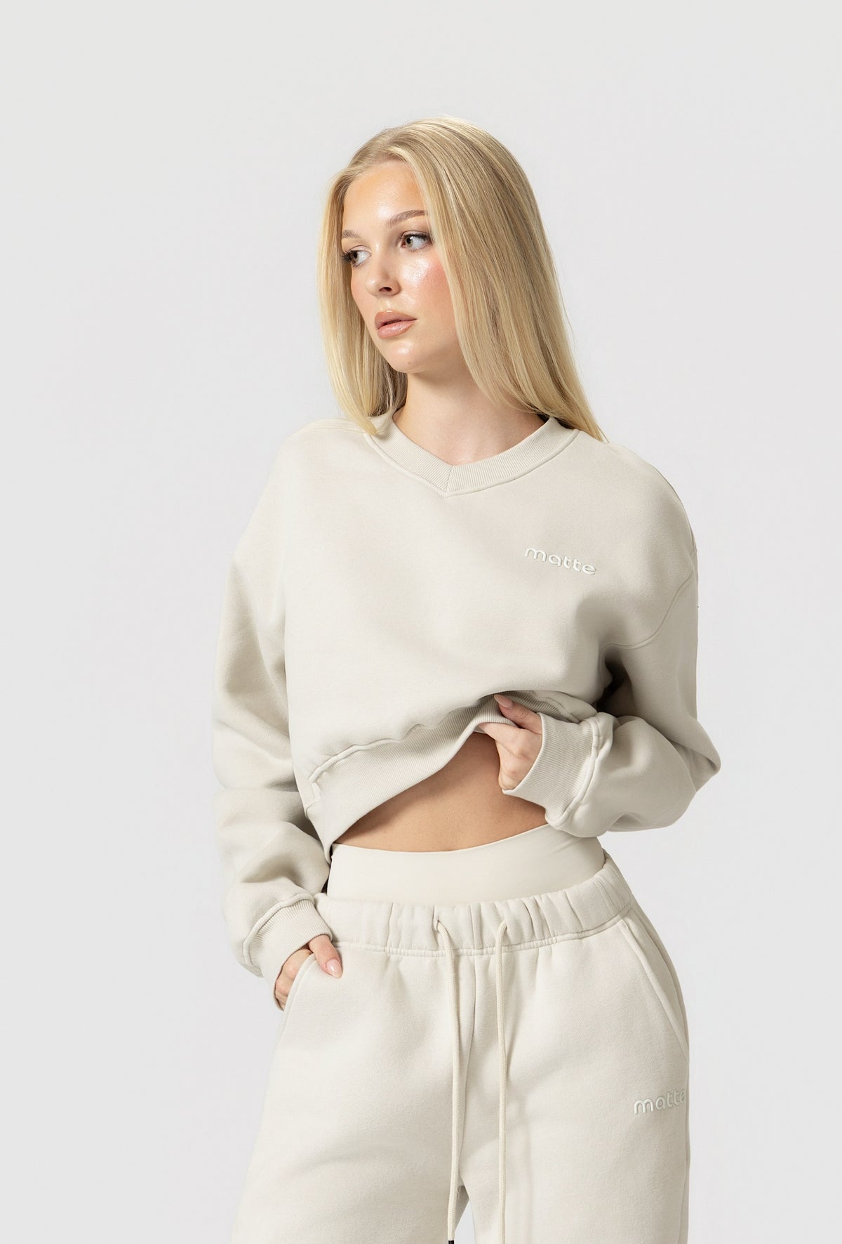 Varsity Cropped Sweatshirt - Vanilla