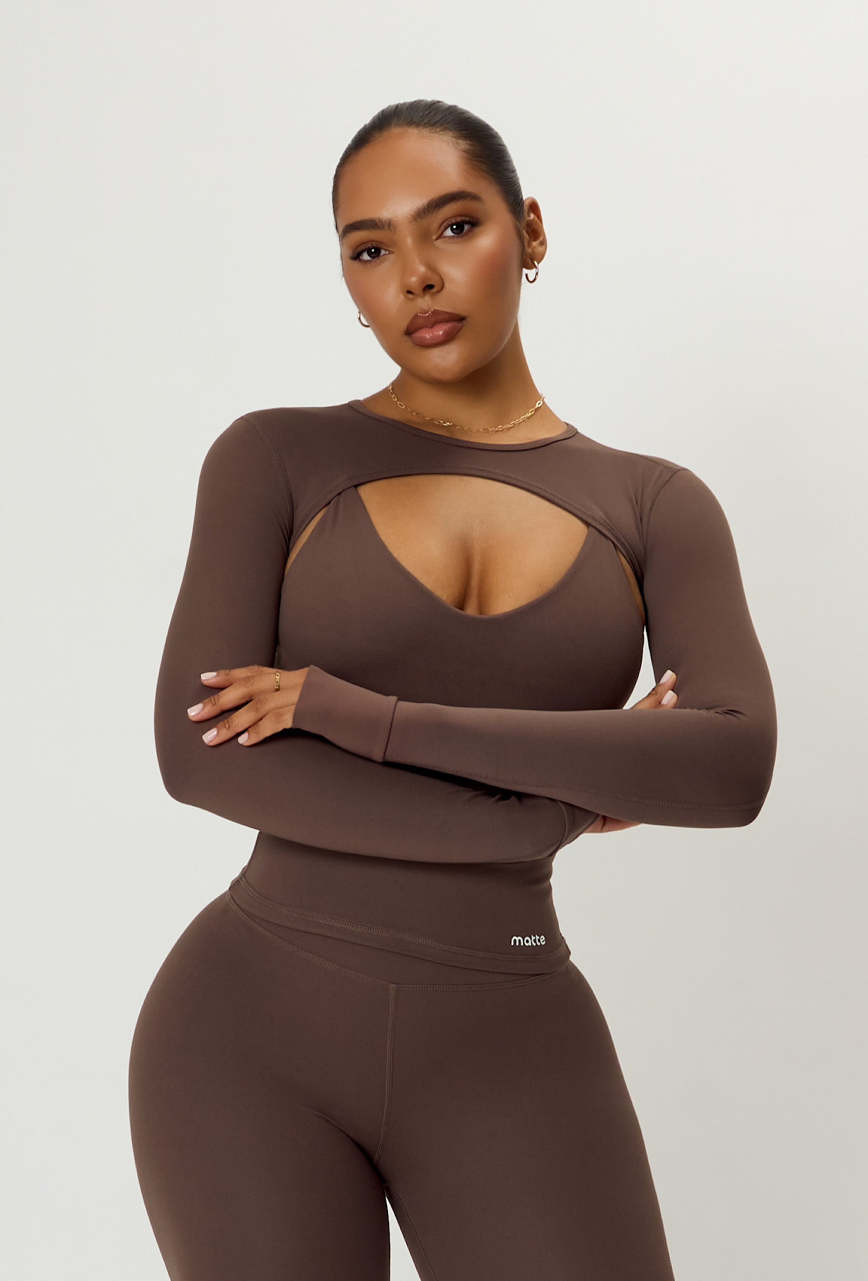 Form Long Sleeve Crop Top - Cocoa