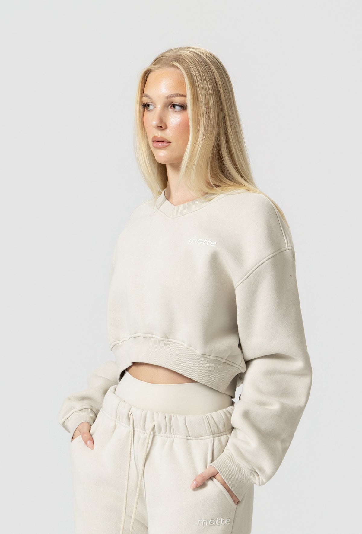 Varsity Cropped Sweatshirt - Vanilla