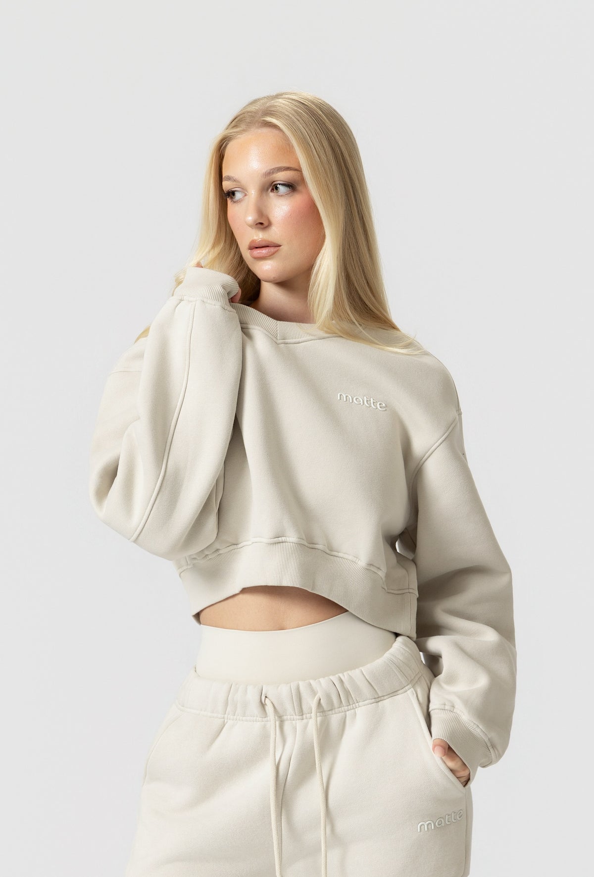 Varsity Cropped Sweatshirt - Vanilla