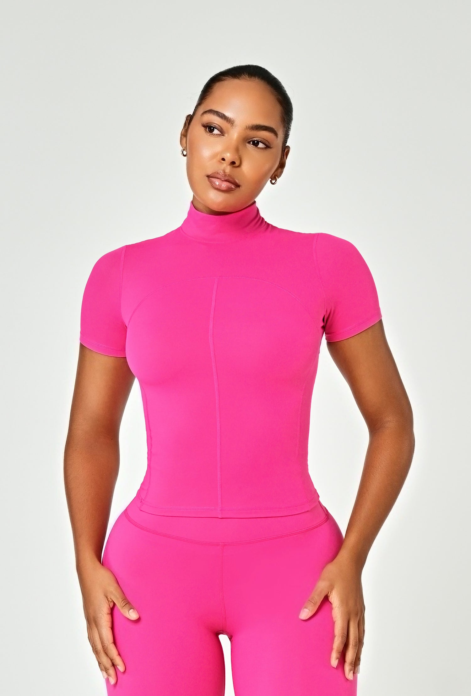 Contour Mock Neck - Pink Berry