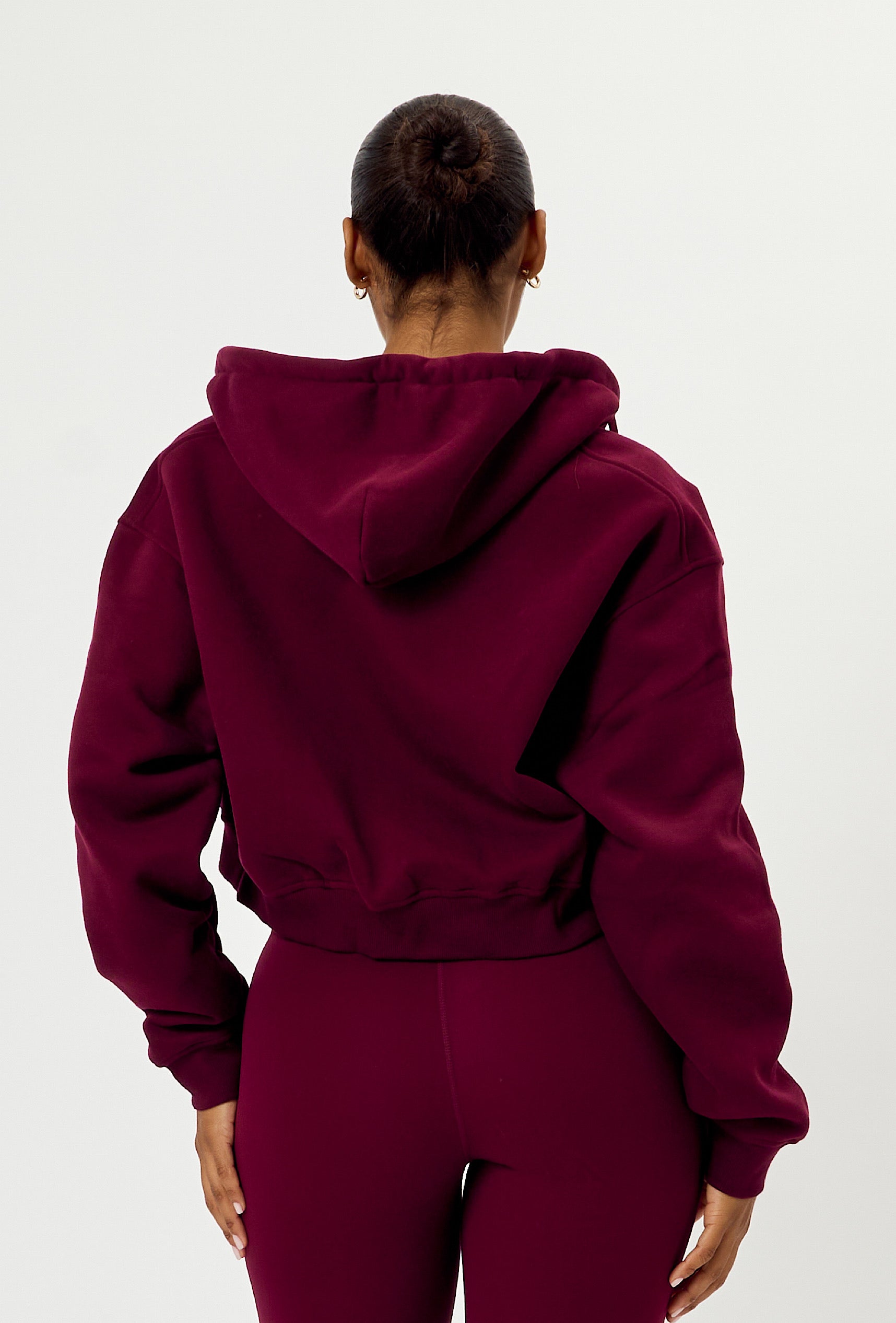 Staple Cropped Hoodie - Burgundy