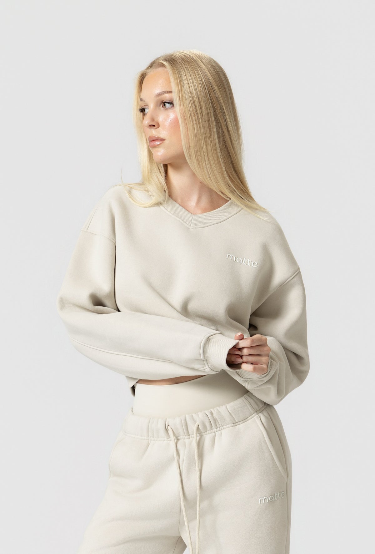 Varsity Cropped Sweatshirt - Vanilla