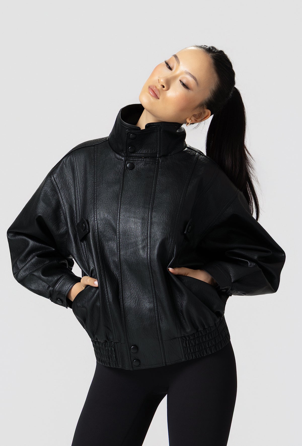 Frame Oversized Bomber Jacket - Black