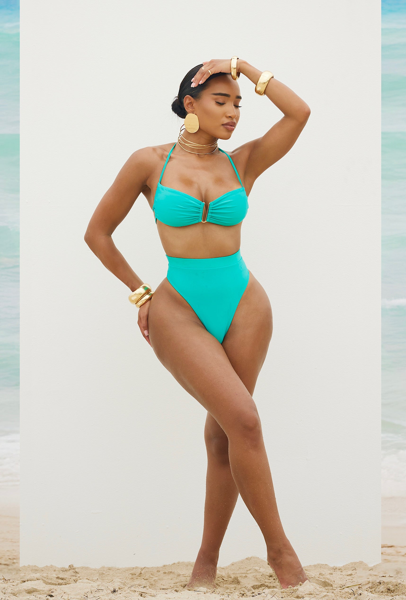 Gianni High Waisted Bikini - Aqua