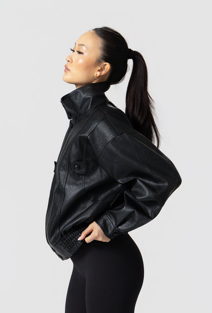 Frame Oversized Bomber Jacket - Black