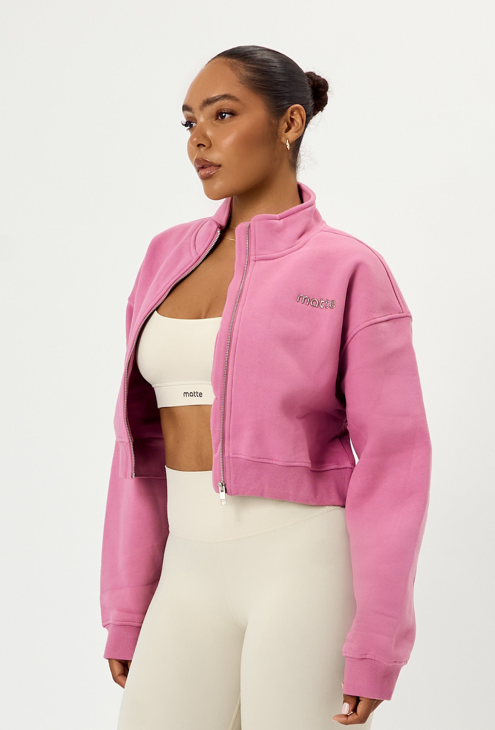 Matte Varsity Jacket - Pink Cloud