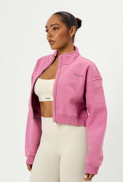 Matte Varsity Jacket - Pink Cloud