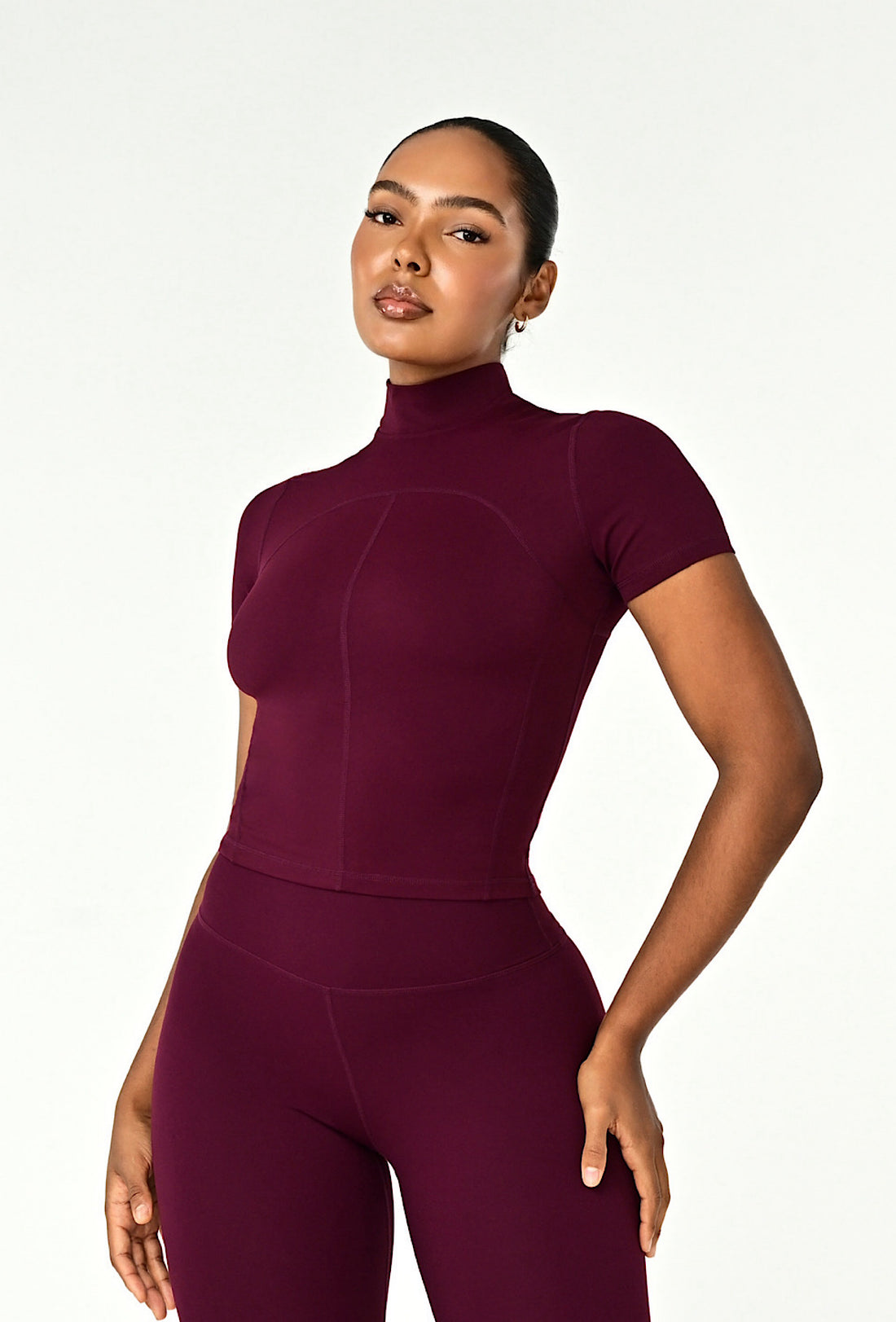 Contour Mock Neck - Burgundy