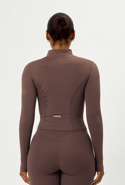 Sculpt Zip Long Sleeve - Soft Cocoa