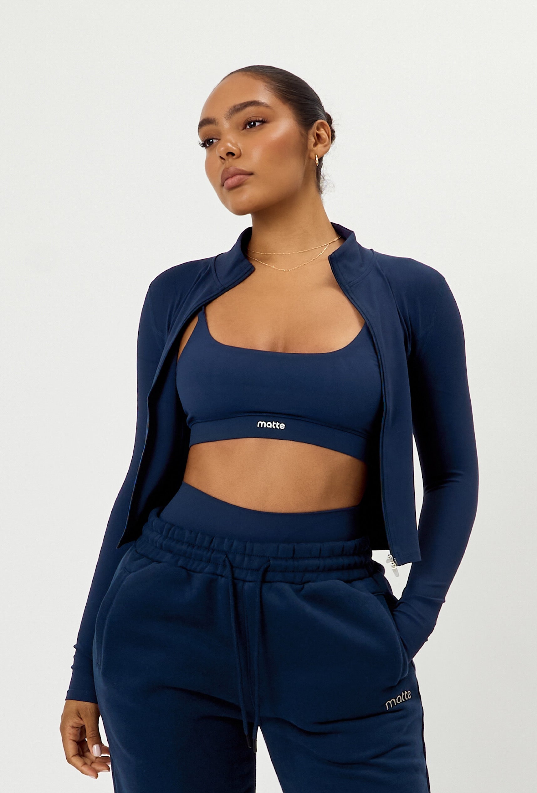Sculpt Zip Long Sleeve - Navy
