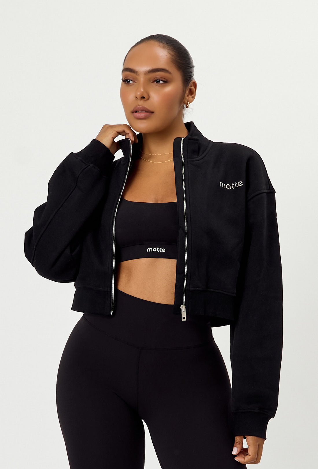 Matte Varsity Jacket -Black