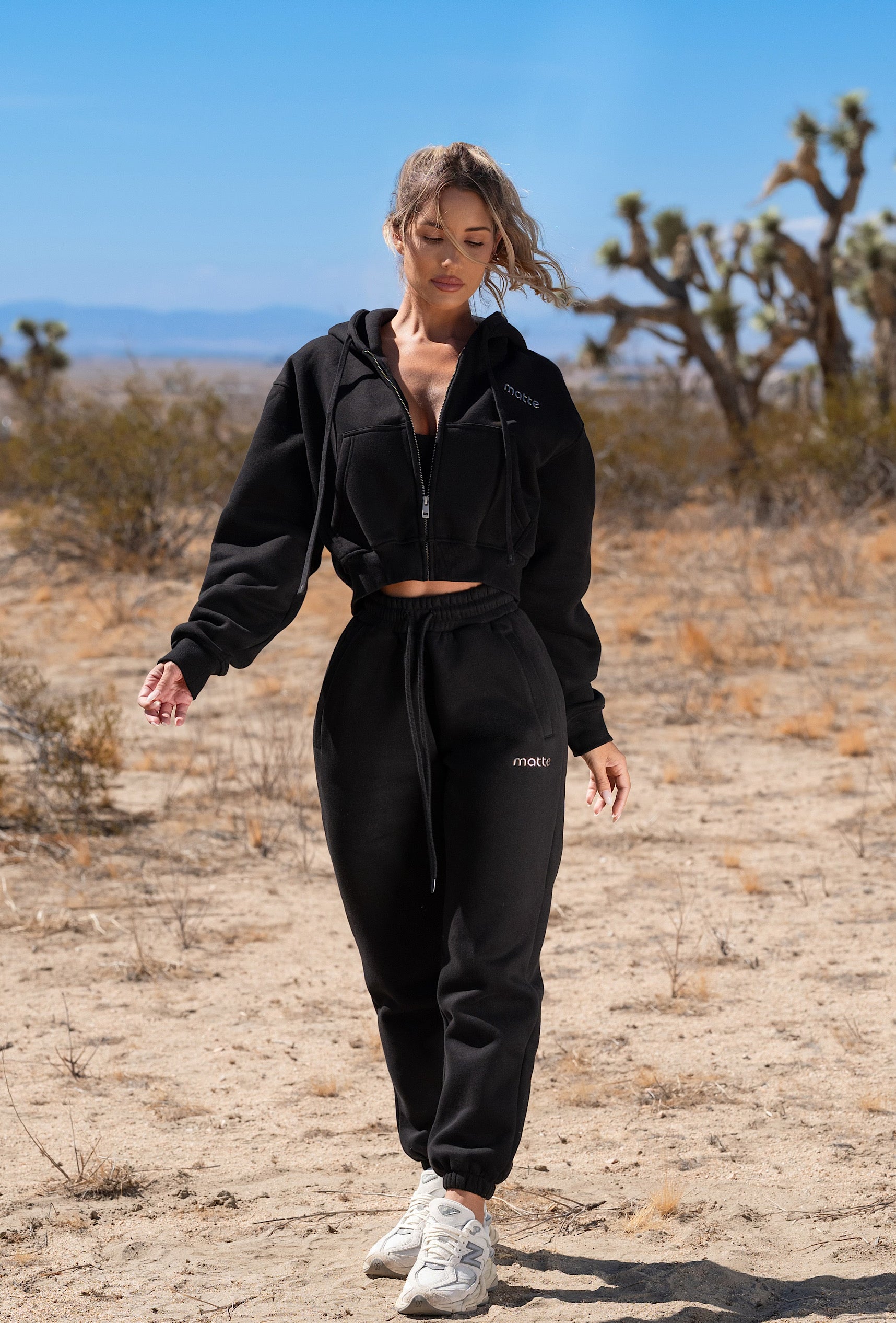 Staple Cropped Pullover Hoodie - Latte