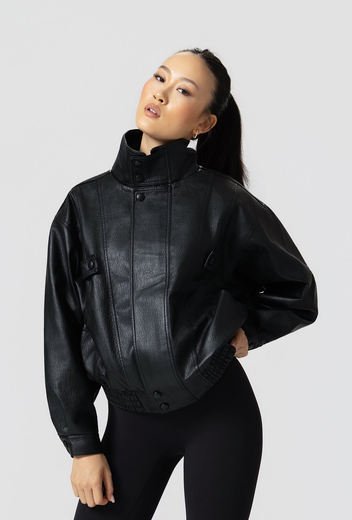 Frame Oversized Bomber Jacket - Black