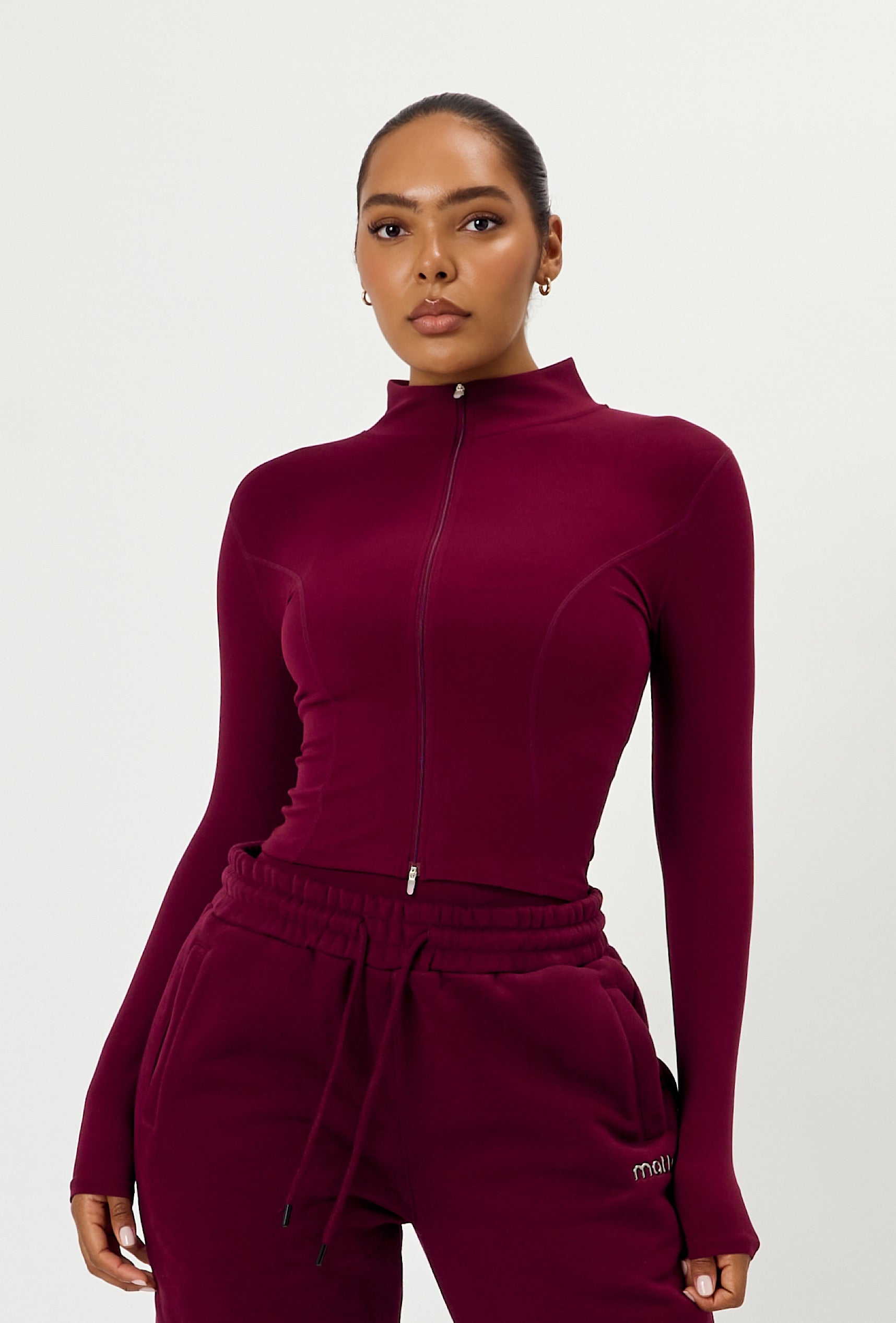 Sculpt Zip Long Sleeve - Burgundy