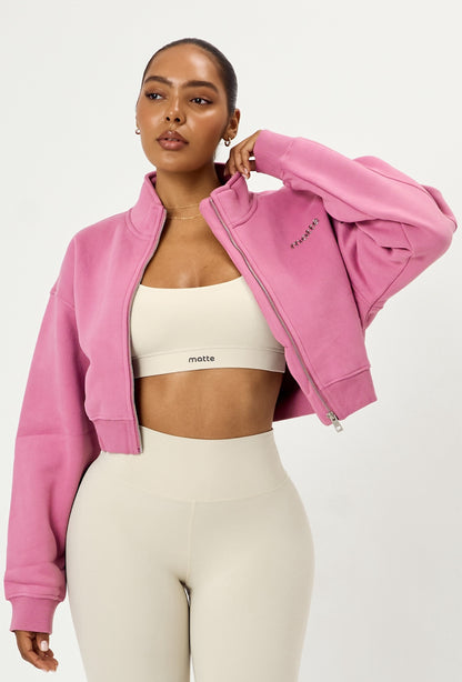Matte Varsity Jacket - Pink Cloud