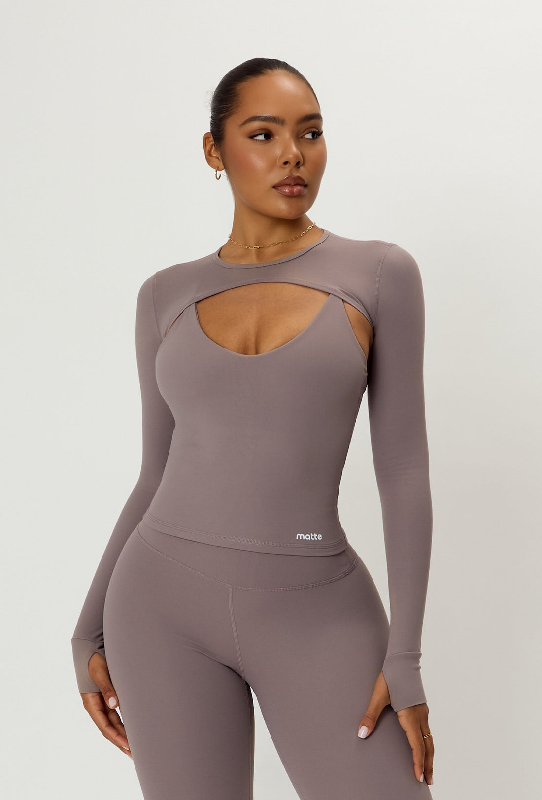 Form Long Sleeve Crop Top - Taupe