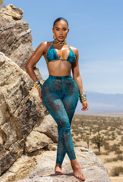 Niccolo 3 Piece Pants Set - Aqua Snake