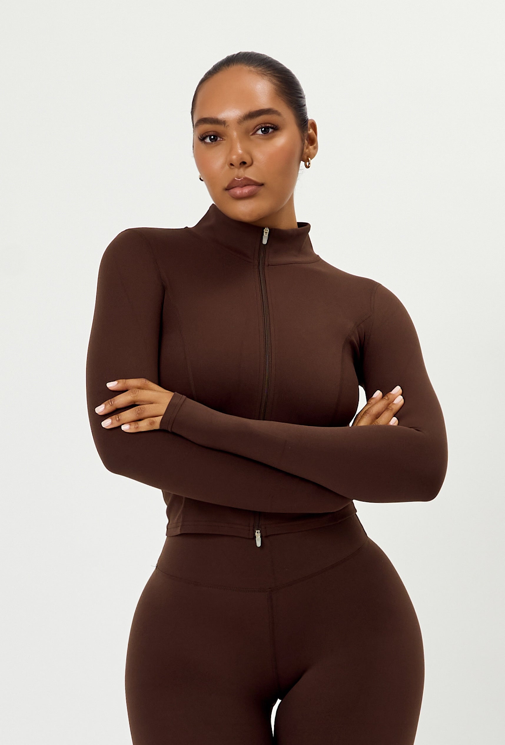 Sculpt Zip Long Sleeve - Espresso