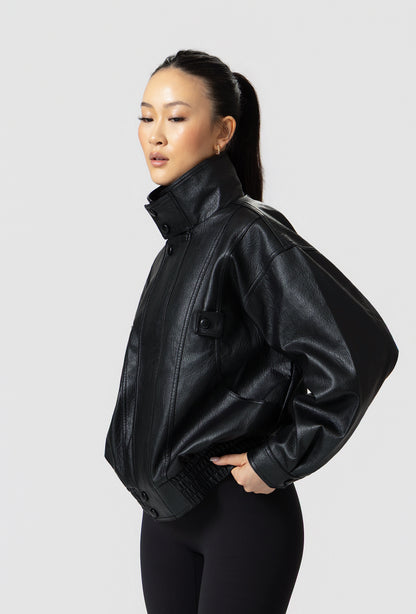 Frame Oversized Bomber Jacket - Black