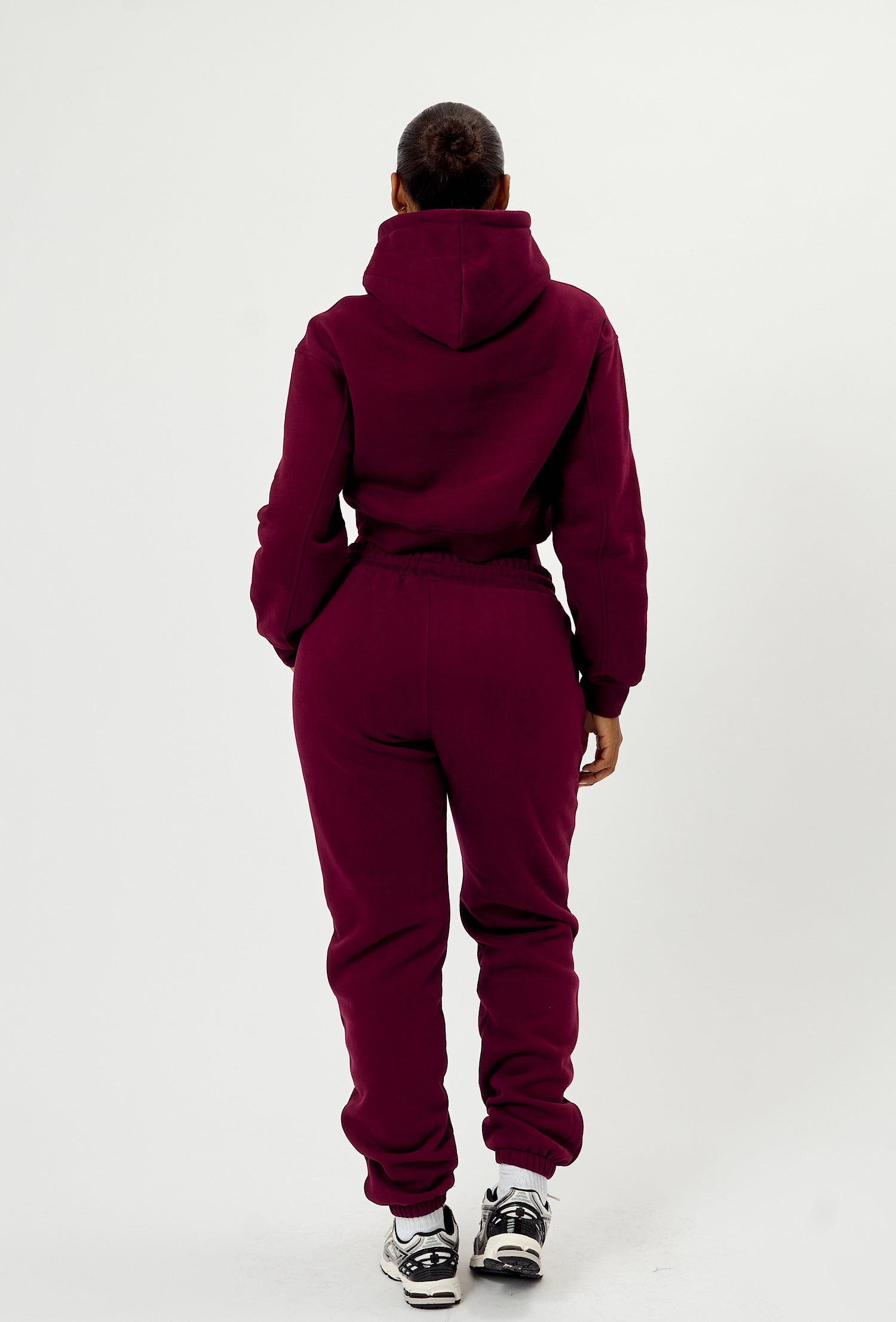 Staple Cropped Pullover Hoodie - Burgundy