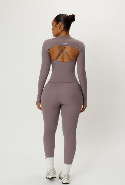 Form Long Sleeve Crop Top - Taupe