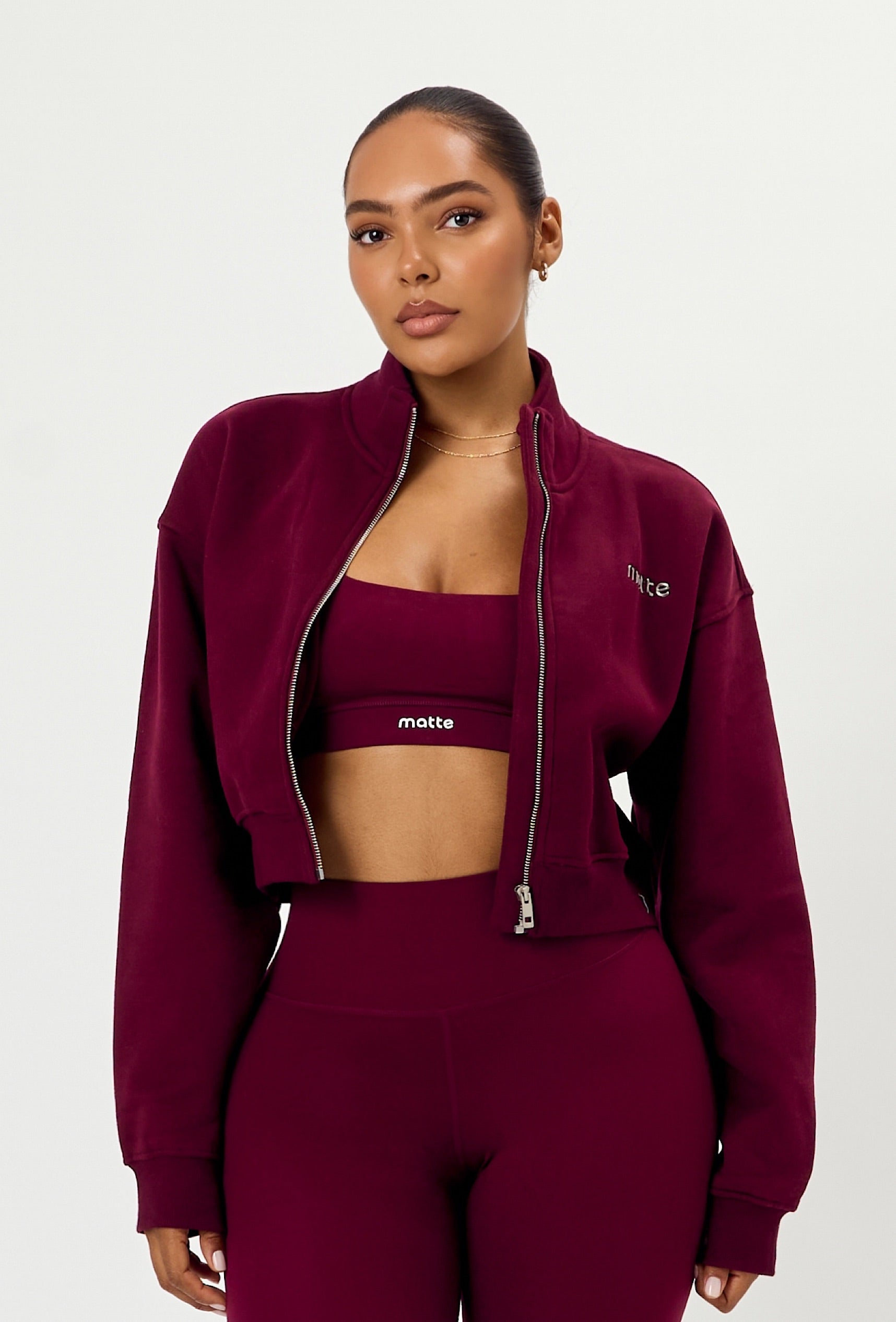 Matte Varsity Jacket -Burgundy