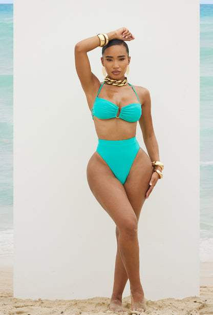 Gianni High Waisted Bikini - Aqua