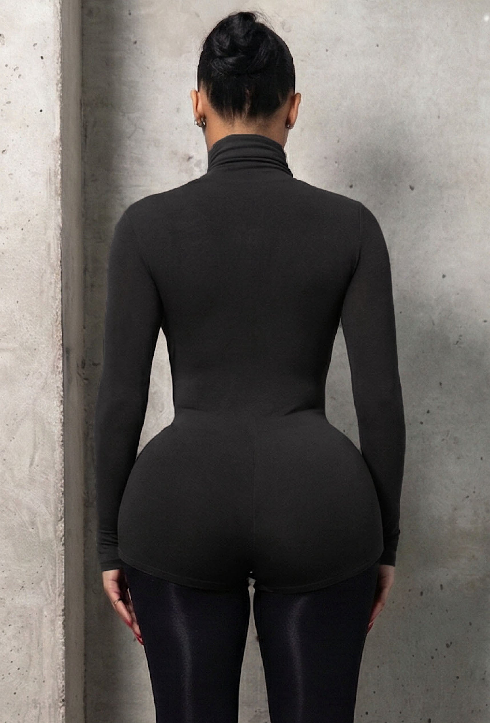 Matte Basix Sculpt Turtle Neck Bodysuit - Slate