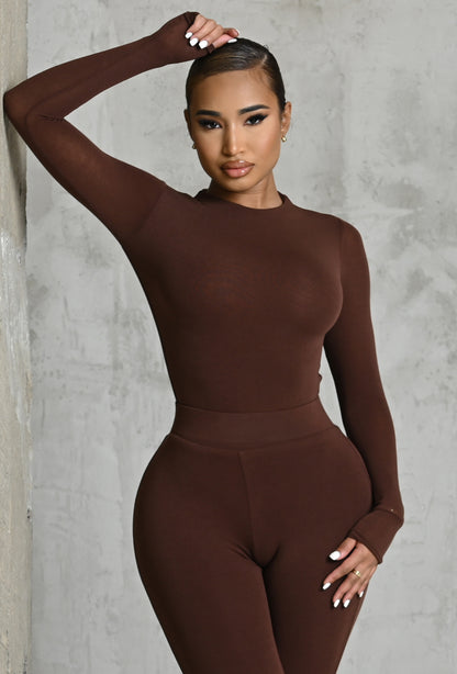 Matte Basix Sculpt Bodysuit - Chocolate