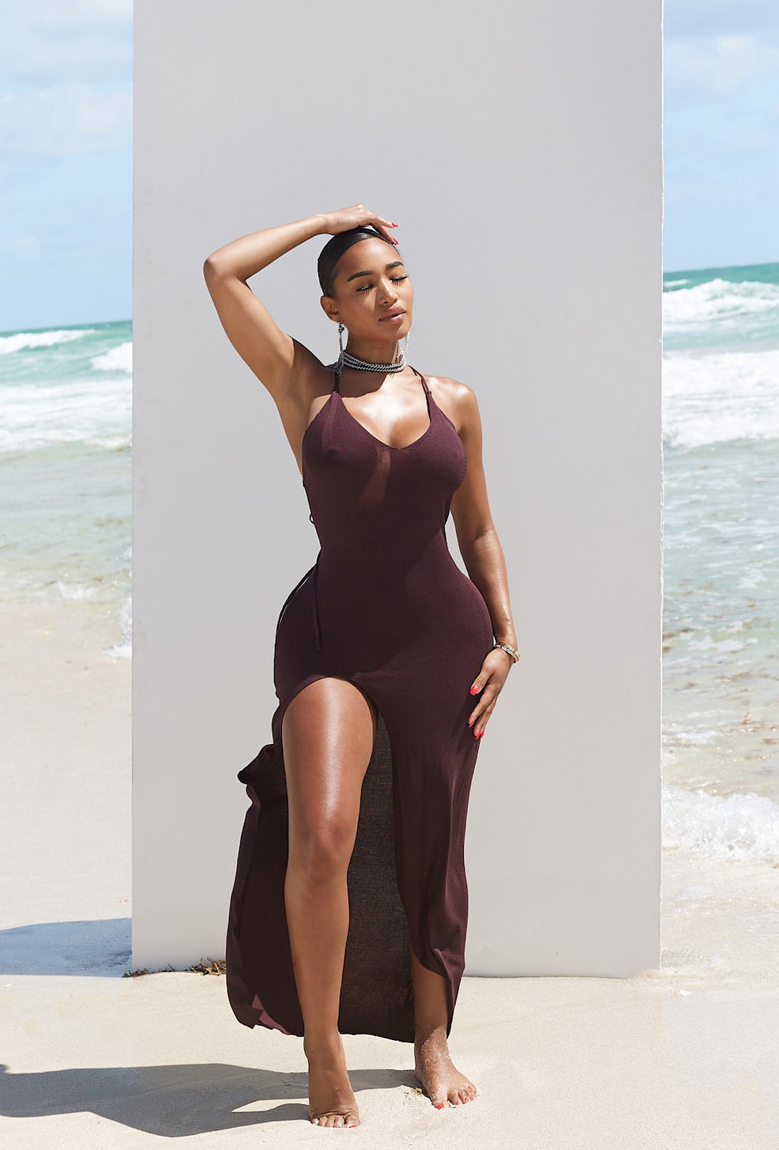 Matte Resort Santos Knit Dress - Chocolate